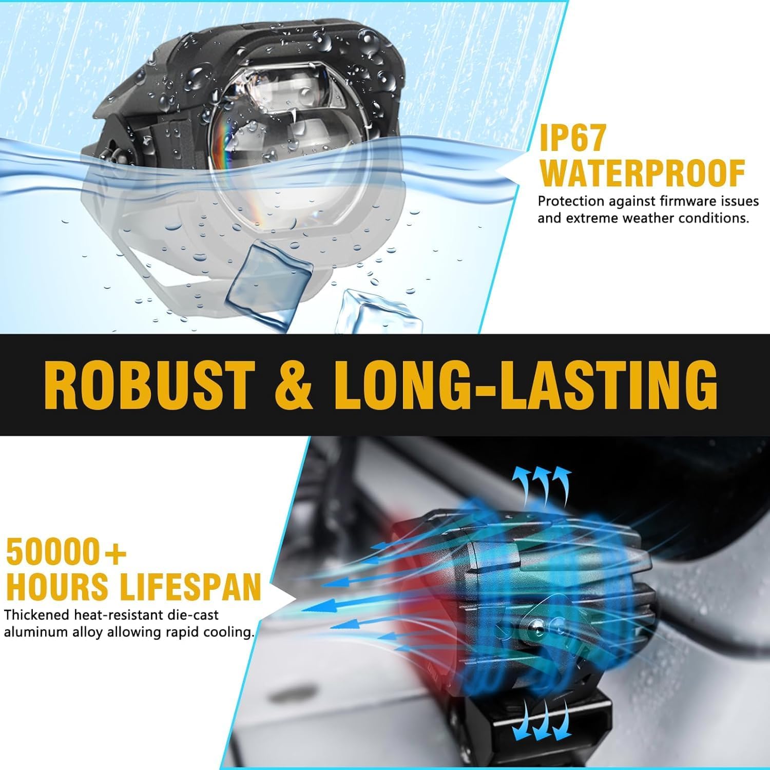 Aluminum A-Pillar Light System Mount With 4 PCS Spotlights, High Low Beam Switchable A-Pillar Spotlight(White Light) For Ford Bronco 2021+(Not fit for Ford Bronco Sport)