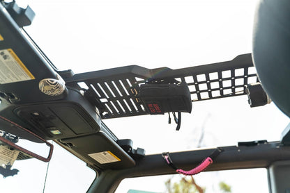 DV8 Offroad 2-Door Overhead Molle Panel for 2021-2025 Ford Bronco | Mounts Daily Gear & Supplies | Steel Grab Handle & Accessory Mount | (1) Light Mount | Black Powder Coat Finish | Steel Construction