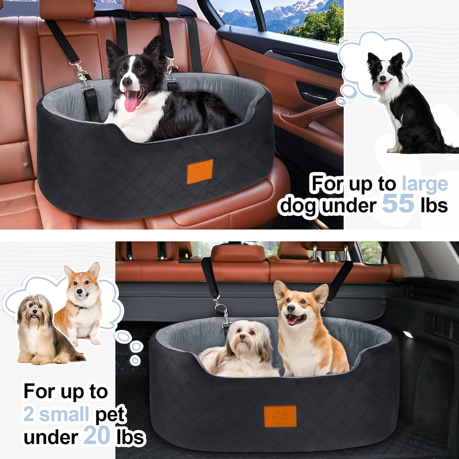 XIEEAOZEE Dog Car Seat For Large/Medium Dog, Dog Booster Seat For Dogs