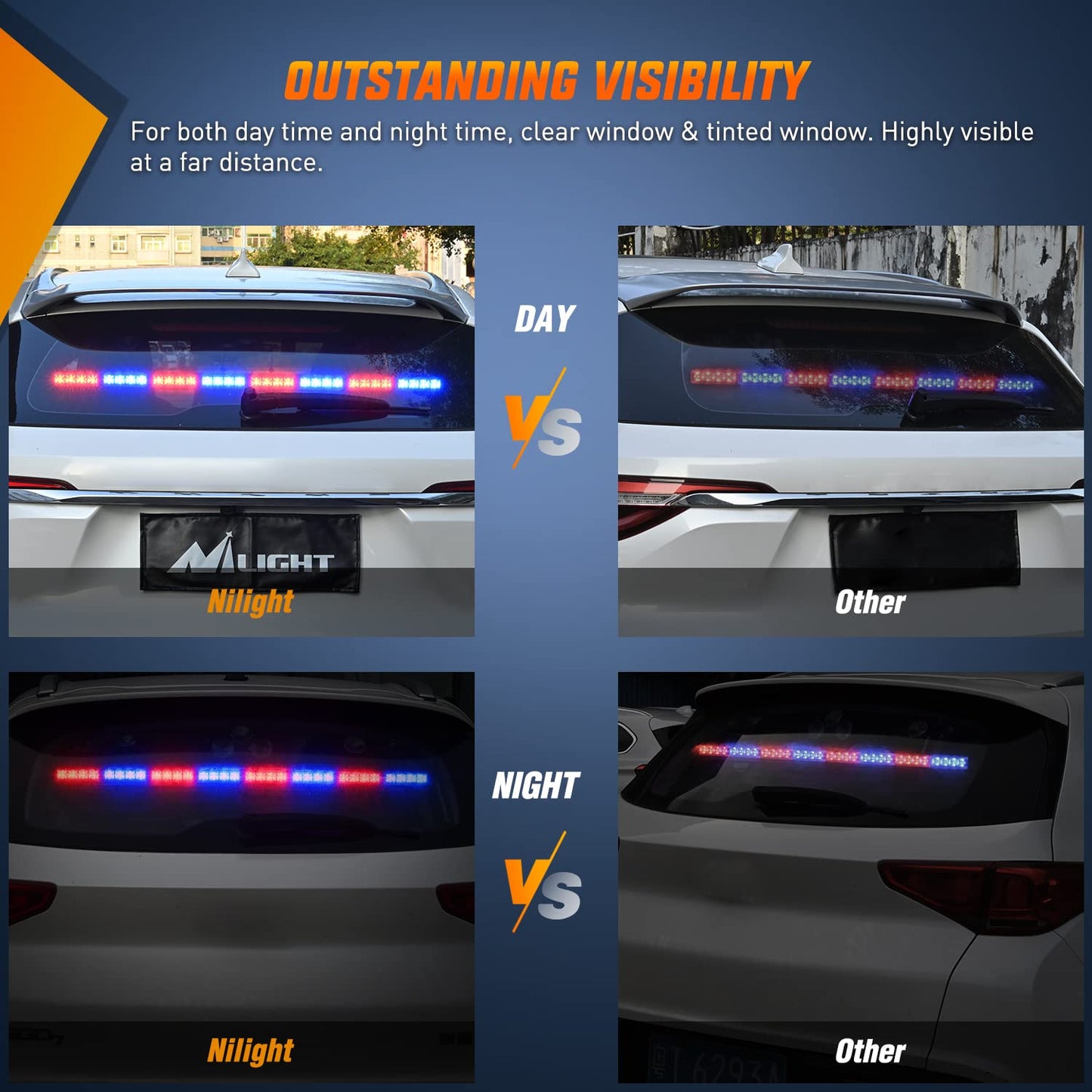 Traffic Advisor Emergency Strobe Light Bar 35Inch 32LED 21 Flash Patterns Directional Safety Warning Lights with Cigar Lighter on Trucks Police Cars Construction Vehicles