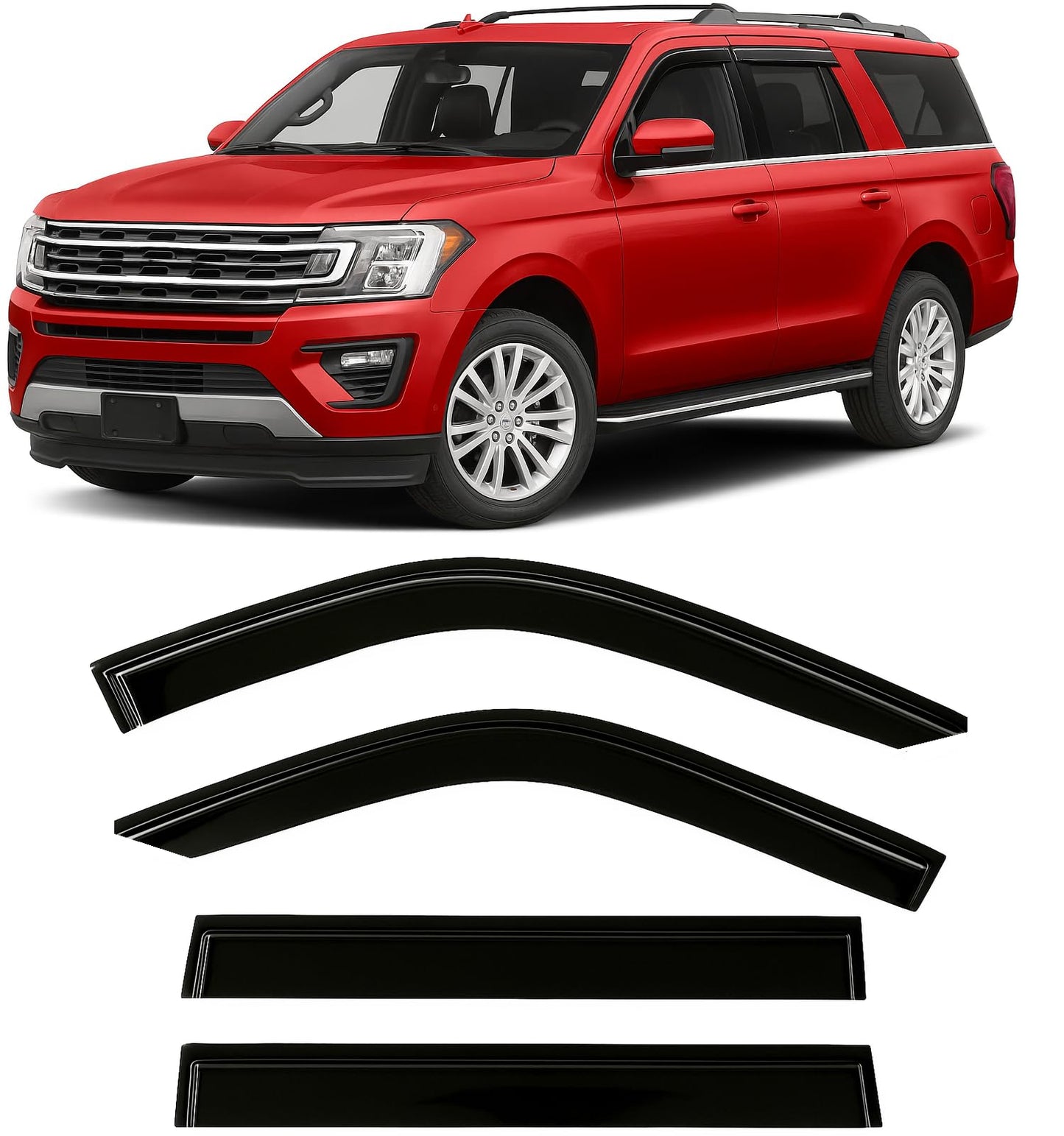 2021-2026 Tape-On Rain Guards for Ford Bronco Side Window Visor Deflectors Sport Big Bend Outer Banks Badlands 2022 2023 2024 2025