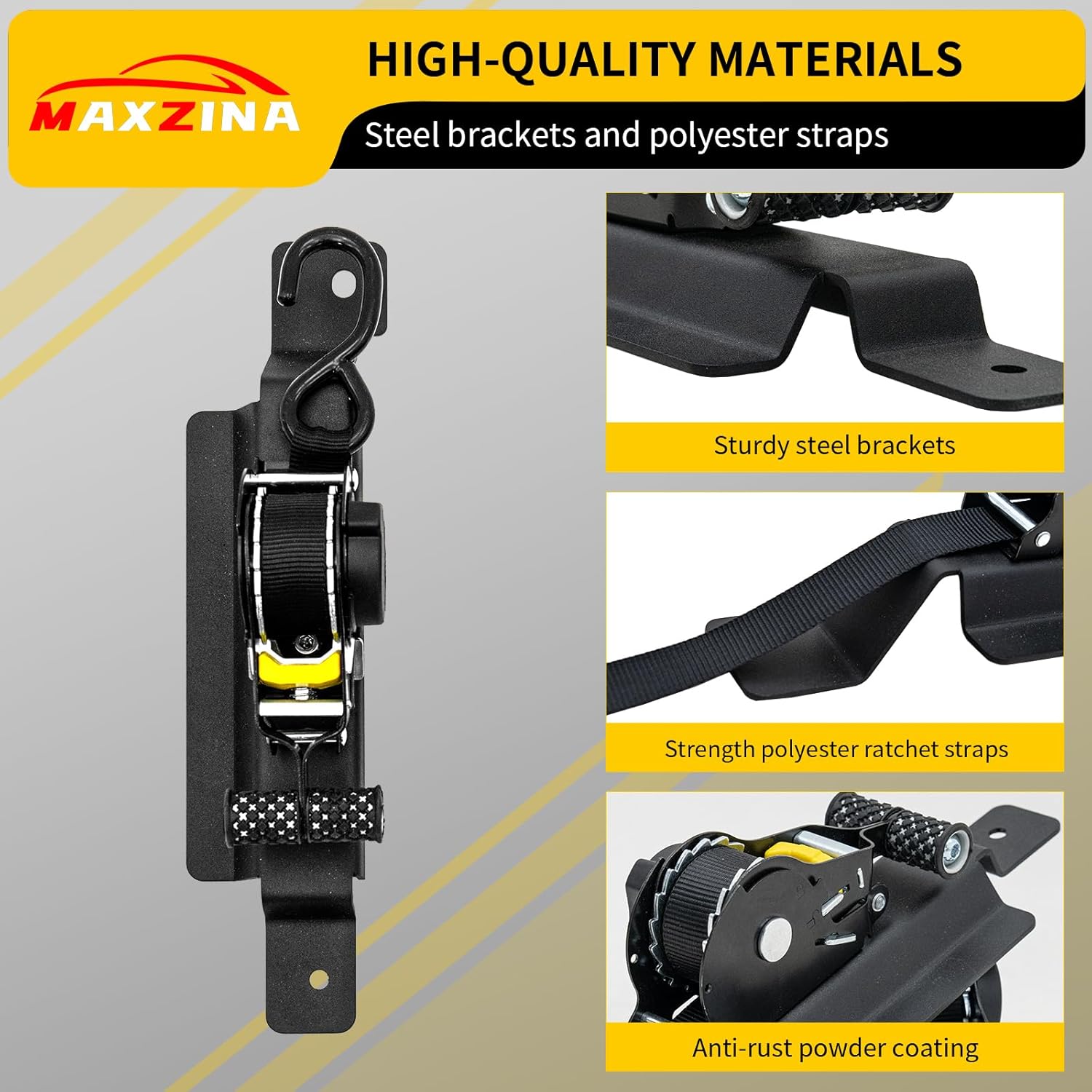Retractable Ratchet Straps Compatible with 2020-2025 Jeep Gladiator Retracting Straps Auto Retract Securing Strap Tie Down System 2PCS for 2024 Gladiator Accessories