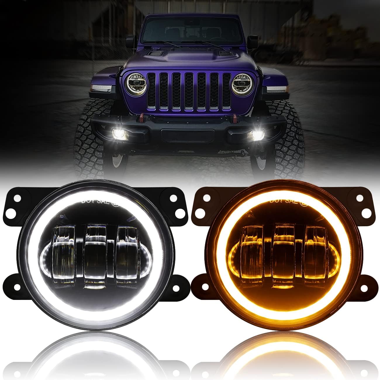 4 Inch LED Fog Lights for Jeep Wrangler JK Rubicon Unlimited JKU 2007-2018