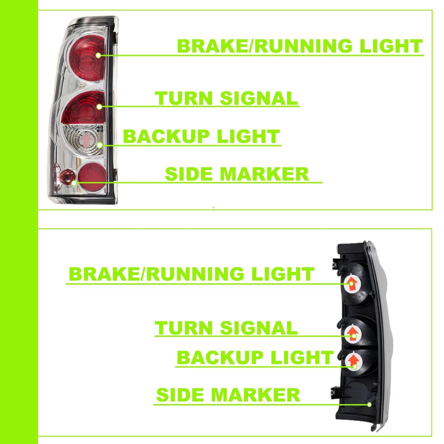 Tail Lights Fit For 1999-2006 Chevy Silverado; 1999-2006 GMC Sierra 1500 2500; 2001-2006 Chevy Silverado&GMC Sierra 1500HD 2500HD 3500; 2007 Silverado&GMC Sierra 1500 1500HD 2500HD 3500 Classic BODY