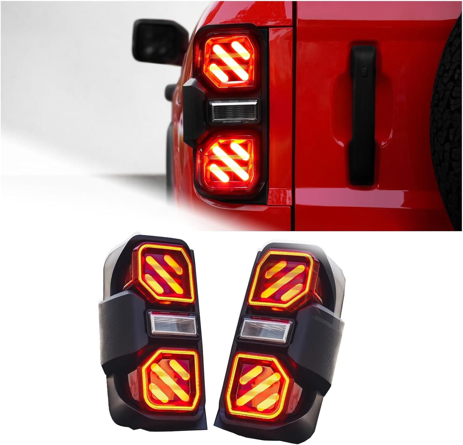 A Pair LED Red Lens Taillights For Ford Bronco 2021-2025