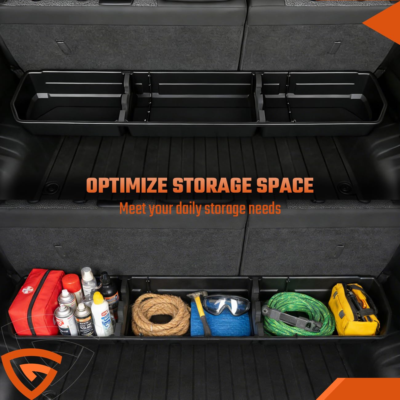 GEARLAST 56 inch Truck Bed Cargo Box, Truck Bed Organizers and Storage,Truck Bed Storage System with Isolation Netting and Tarpaulin, Tailgate-slide Design for Effortless Loading/Unloading
