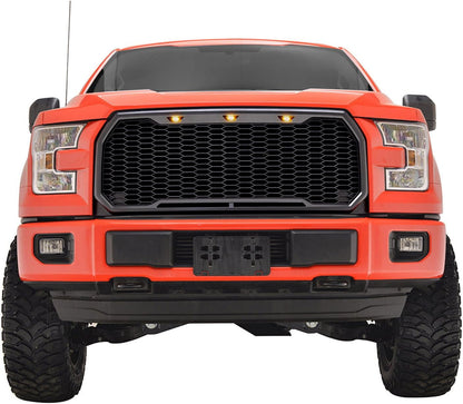 Front Grille with Amber LED Lights Compatible with 2015-2017 F150 Pickup