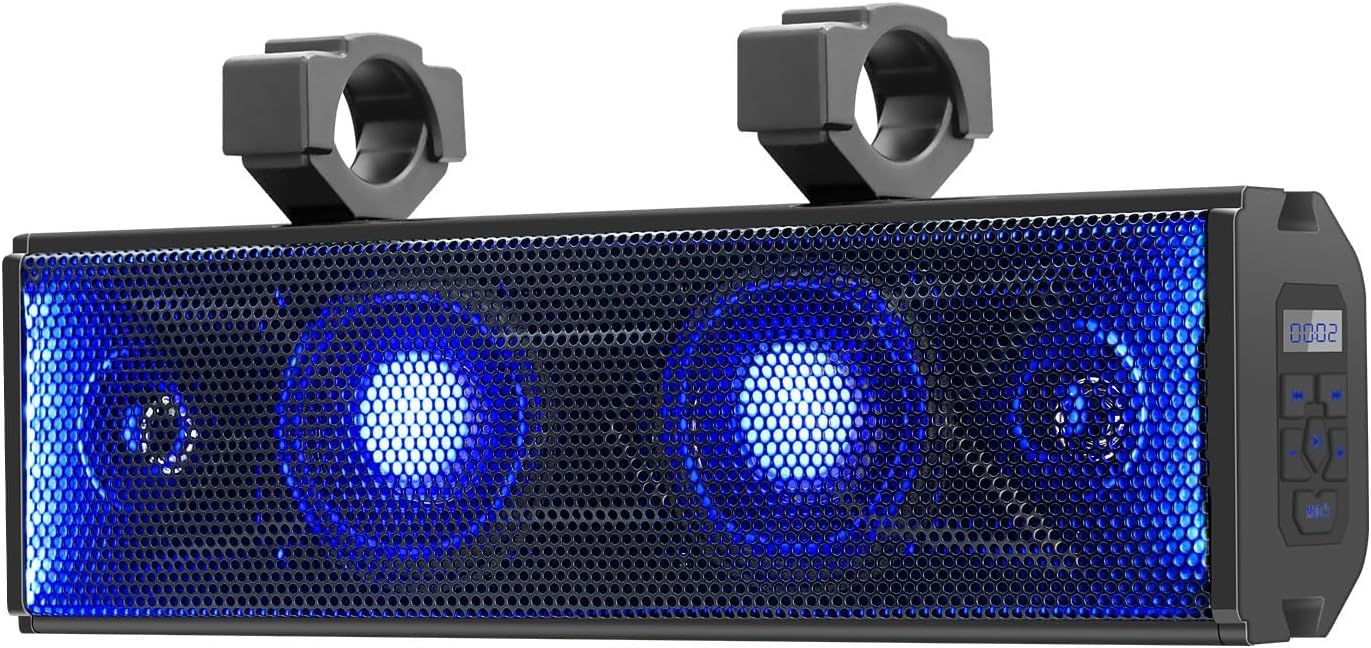 Waterproof UTV Sound Bar 17 Inch 4-Speaker For Golf Cart Marine Boat