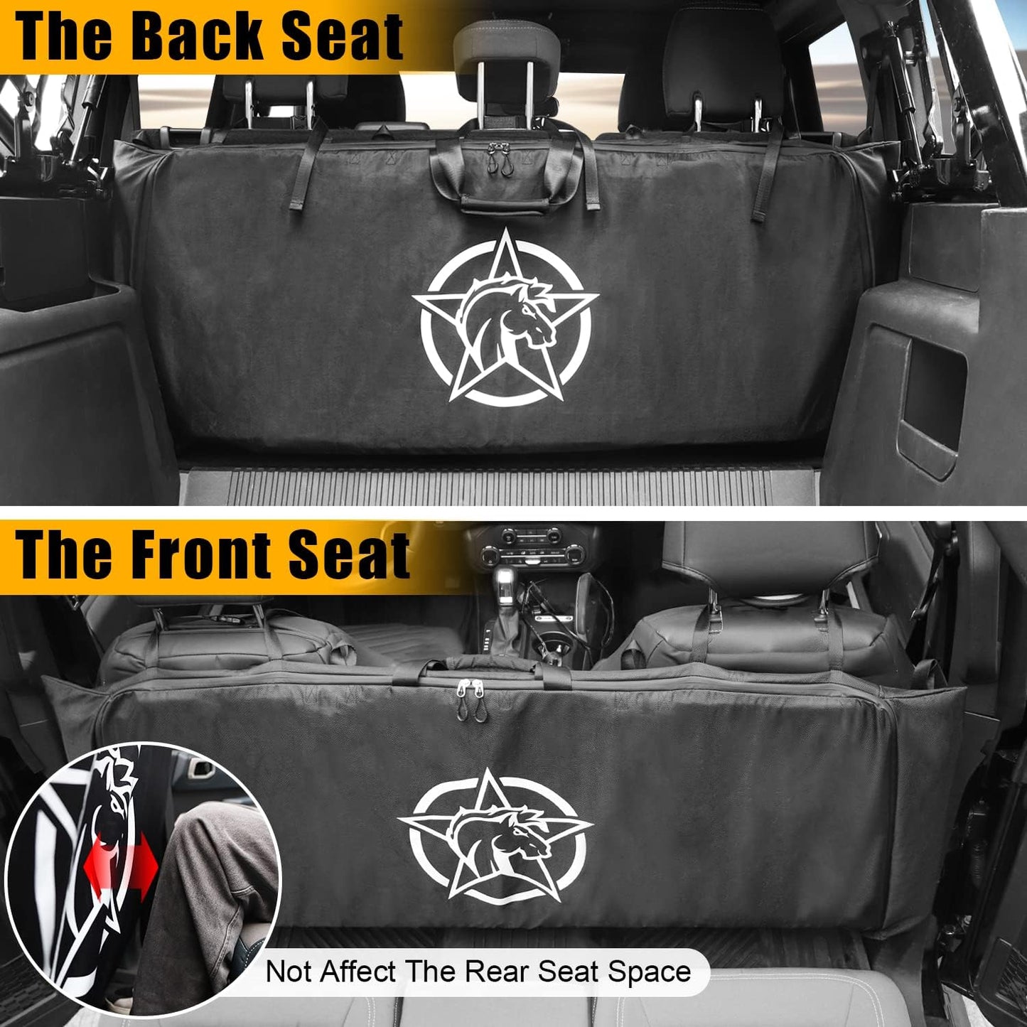 Soft Top Window Organizer Storage Bag Protection Compatible With For Ford Bronco 2021 2022 2023 4 Door Plush Multi-Layer Soft-Top Window Protection Bag（Black