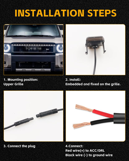 6 Pcs Grill Lights for 2024 2025 Toyota Land Cruiser Prado LC250 J250