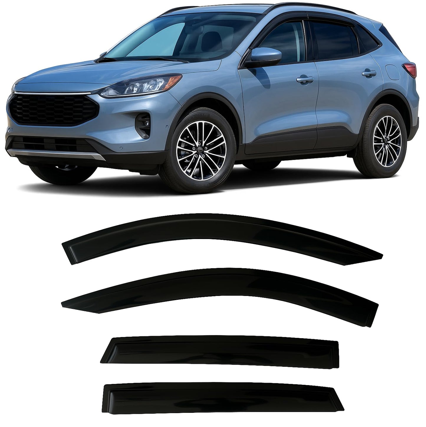 2021-2026 Tape-On Rain Guards for Ford Bronco Side Window Visor Deflectors Sport Big Bend Outer Banks Badlands 2022 2023 2024 2025