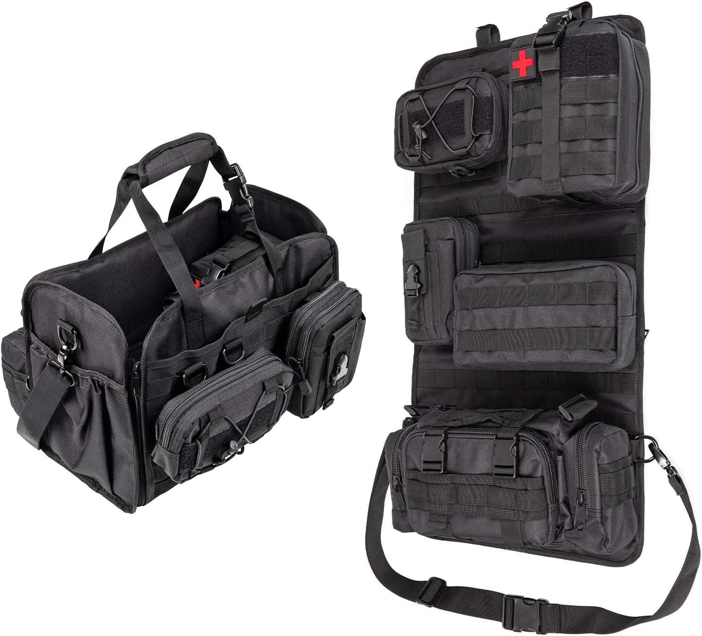 Universal Tactical Car Seat Back Organizer Patrol Bag Tactical Molle Vehicle Organizers with 5 Detachable Molle Pouches Multi-function Designed