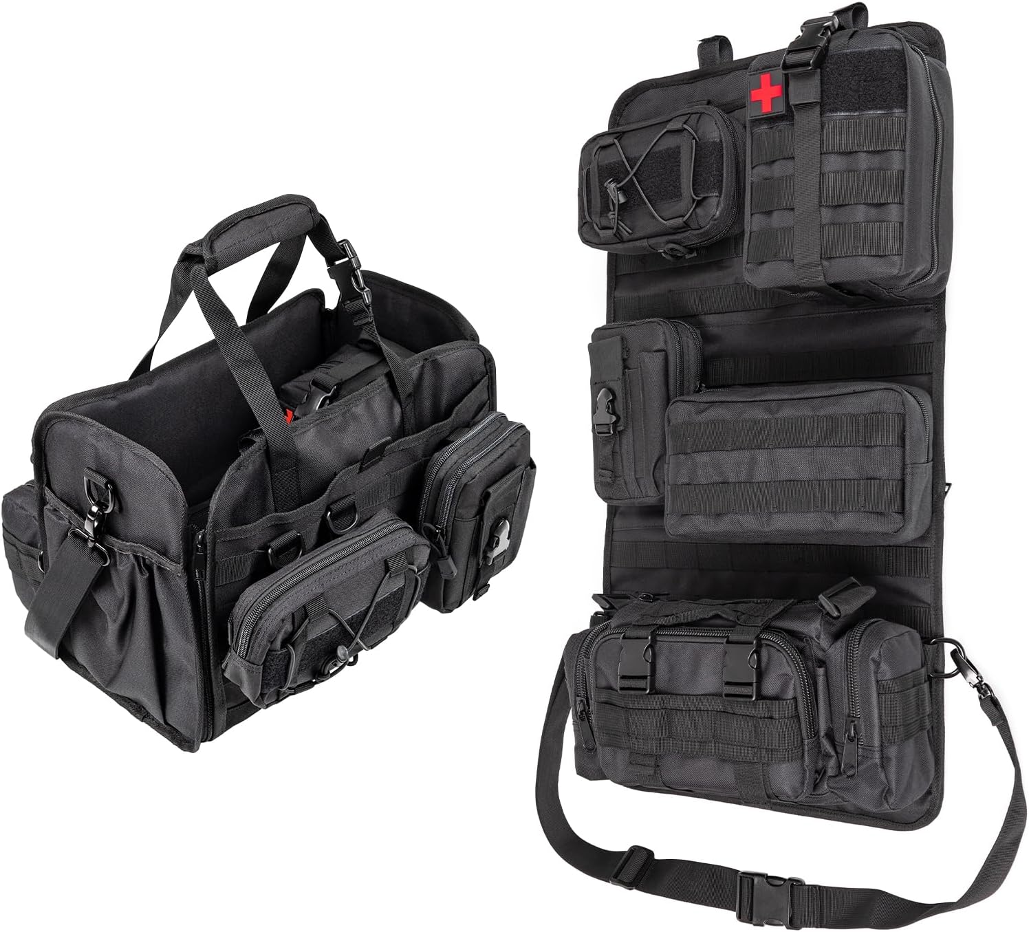 Universal Tactical Car Seat Back Organizer Patrol Bag Tactical Molle Vehicle Organizers with 5 Detachable Molle Pouches Multi-function Designed