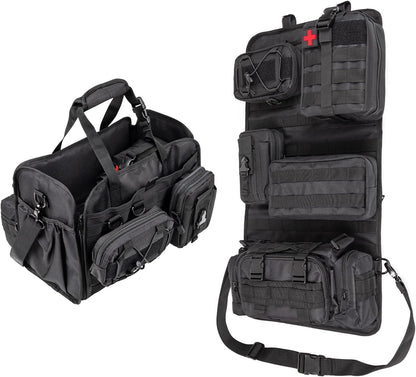 Universal Tactical Car Seat Back Organizer Patrol Bag Tactical Molle Vehicle Organizers with 5 Detachable Molle Pouches Multi-function Designed