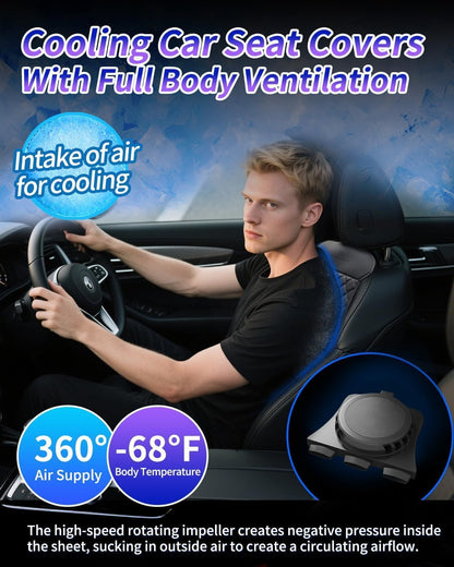 Air Suction Cooling Car Seat Cover Front Seat, 12V Circulation Ventilation Cooling Car Seat Cushion, Summer Cooling Seat Cushion Suitable for Car SUV Truck Universal Style, Classic Black
