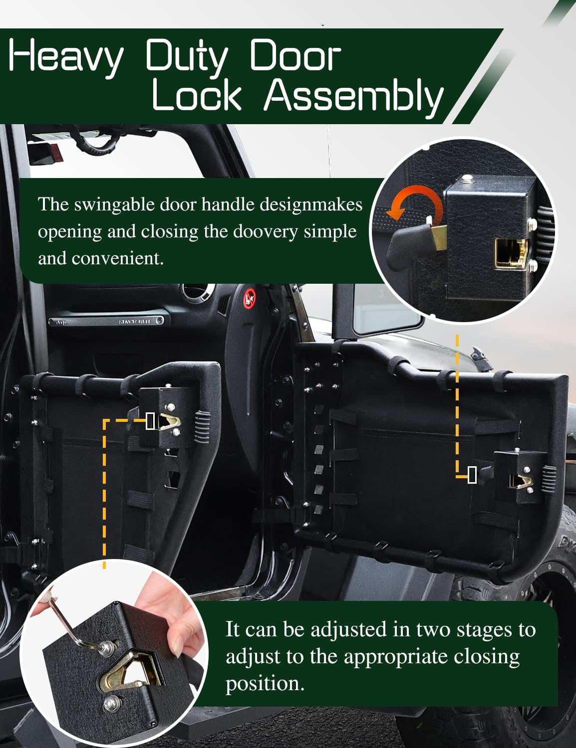 Wrangler JK Tube Half Doors Off Road Tubular Summer Doors Fit for 2007-2018 Jeep Wrangler JK Unlimited 4-Door (exclude JL & JT&2Door Models)| Front & Rear Doors 4PCS |Door storage bag