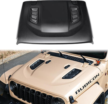 Vented Heat Dispersion Hood Compatible with Jeep Wrangler JL JLU 2018-2024 Gladiator JT 2020-2024,10th Anniversary Edition Metal Replacement Hoods Accessories (Not Fit Mojave and 392 Models)