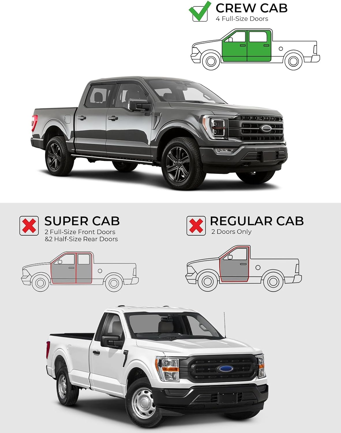 JOYTUTUS Vent Visor Compatible with 2015-2024 Ford F150, 2017-2024 F-150 Raptor Crew Cab, Outside Mount Car Window Rain Guards Deflectors, Vent Shades Accessories