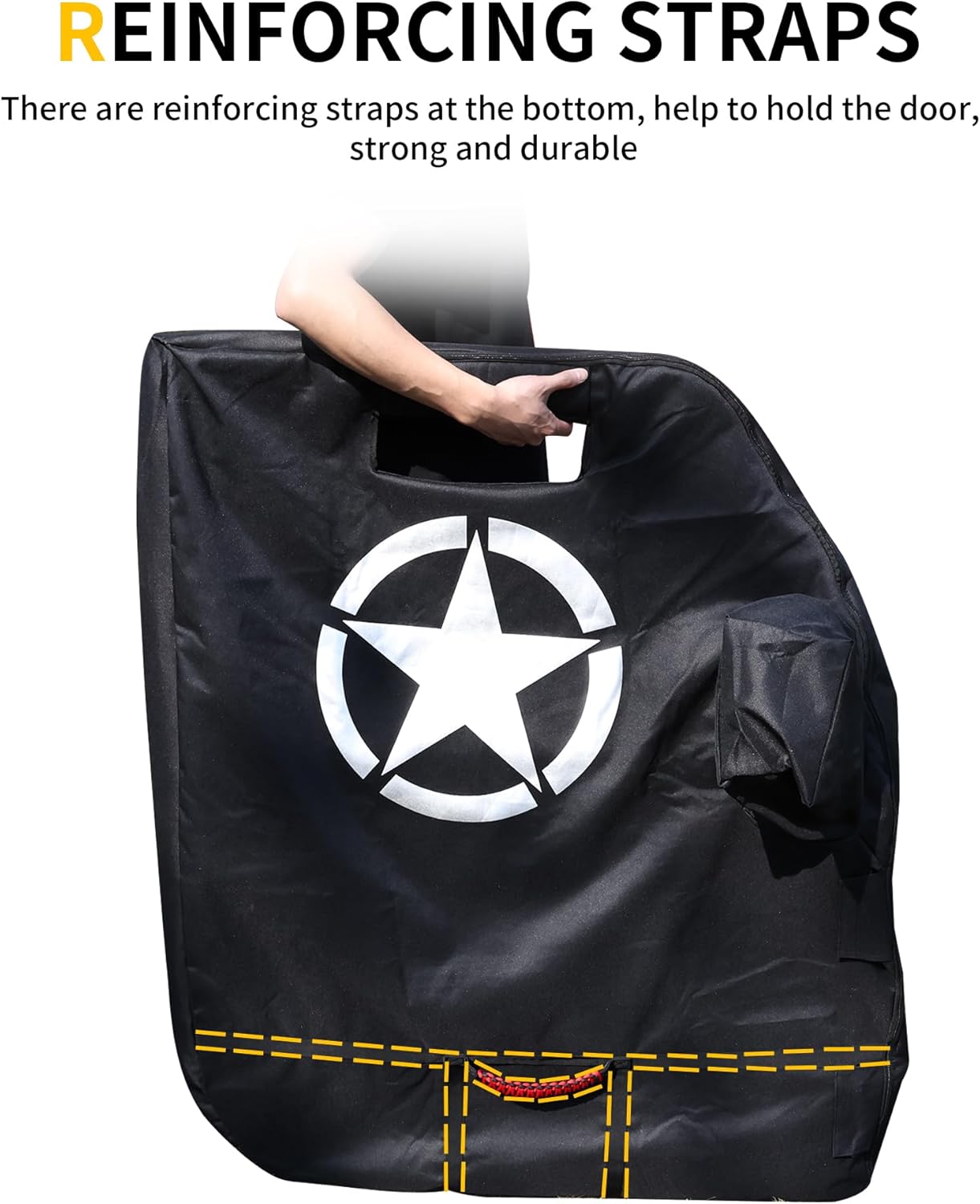 Door Storage Bags Compatible with 1976-2025 Jeep Wrangler YJ TJ JK JL 4XE Gladiator JT Accessories Car Doors Storage Cover with Hangers Design, Hinges Cut, Mirror Organizer Bag, Handles, 2 Pack