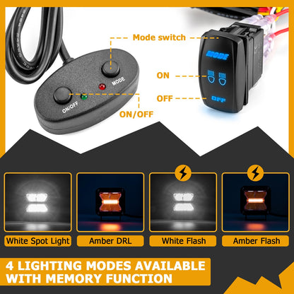 Ditch Hood Light Mounting Brackets Kit with 3 Inch LED Light Pods Wiring Harness Compatible with Toyota 4Runner 2003-2009