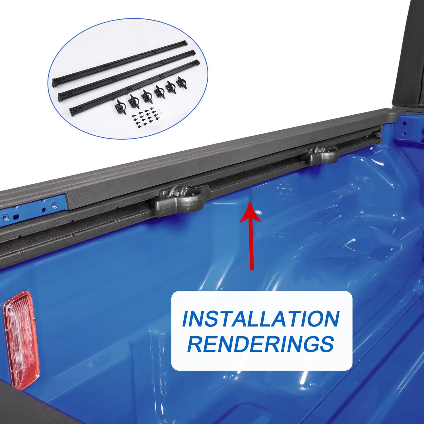 Truck Bed Tie Down Rail Compatible with 2020-2026 Jeep Gladiator Replace# 82215956