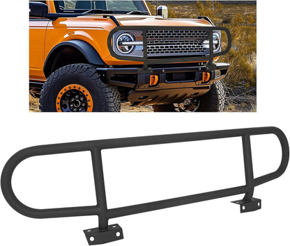 KUAFU Bull Bar Brush Guard Compatible with 2021 2022 2023 2024 Ford Bronco Front Bumper Bull Bar Black Steel Powder Coated Grille Impact Frame