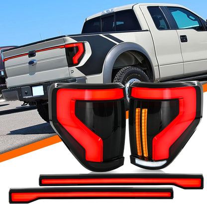LED Tail Lights for 2009-2014 Ford F150 F-150 Pickup Taillight Assembly with Tailgate Light/Start up Animation/Sequential Turn Signal/Driver & Passenger Side Rear Lamp