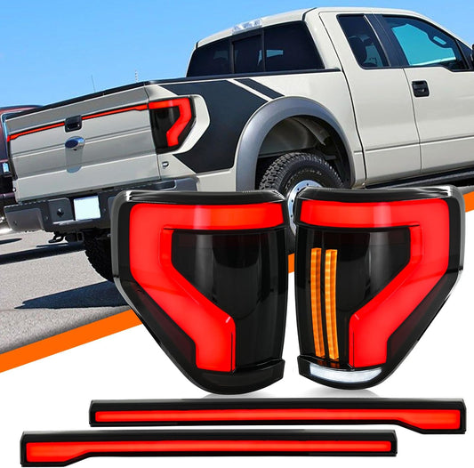 LED Tail Lights for 2009-2014 Ford F150 F-150 Pickup Taillight Assembly with Tailgate Light/Start up Animation/Sequential Turn Signal/Driver & Passenger Side Rear Lamp