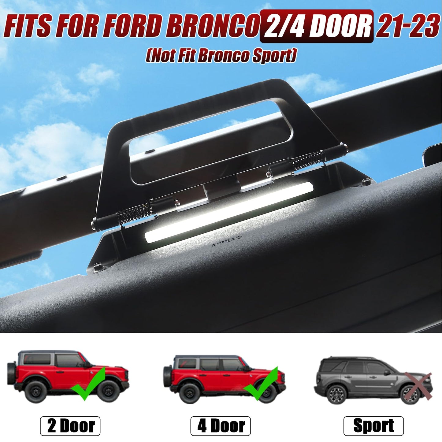 Aluminum Grab Handles with Demo Light Kit for Ford Bronco 2021-2025 2/4-Door (NOT for Bronco Raptor)