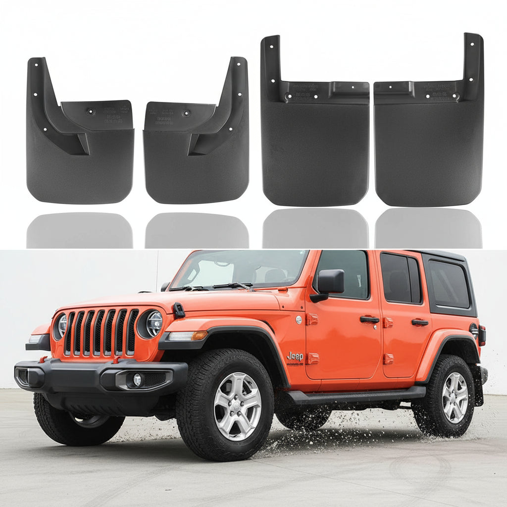 Hooke Road Fender Flares Front & Rear Mud Splash Guards Kit Compatible with 2018-2025 Jeep Wrangler JL Sahara Sport Sports (Exclude Rubicon)