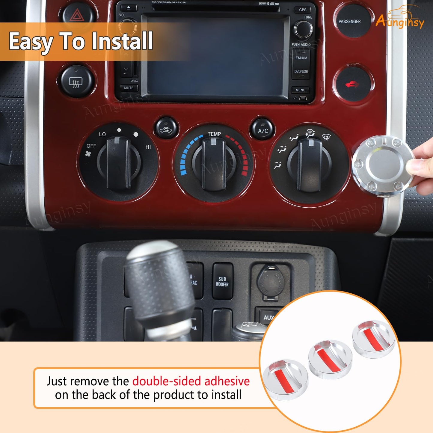 Center Console Air Conditioner Switch Button Knob Trim Cover Compatible with Toyota FJ Cruiser 2007-2021