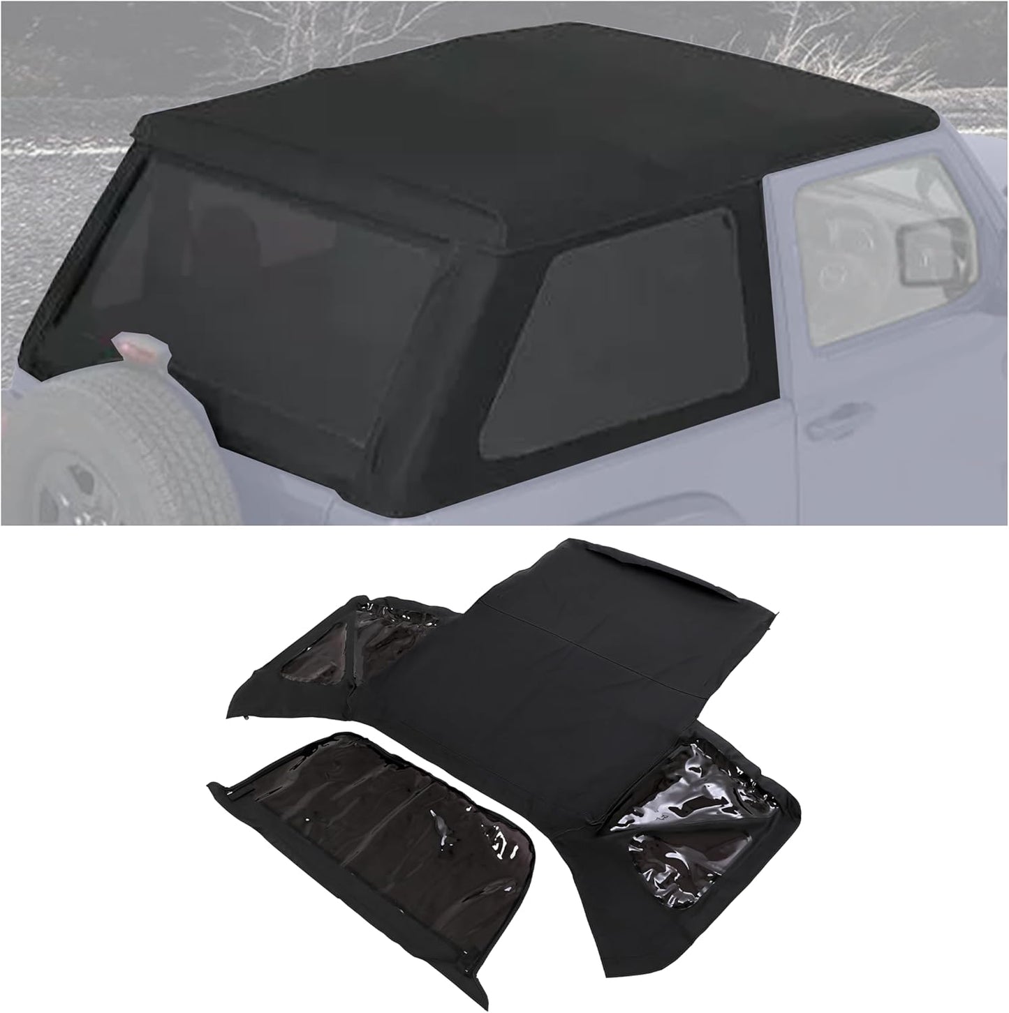 HECASA Soft Top Compatible with 2018-2023 Jeep Wrangler JL 2 Door Replacement for 56862-35 w/Tinted Plastic Window Black Sailcloth Vinyl