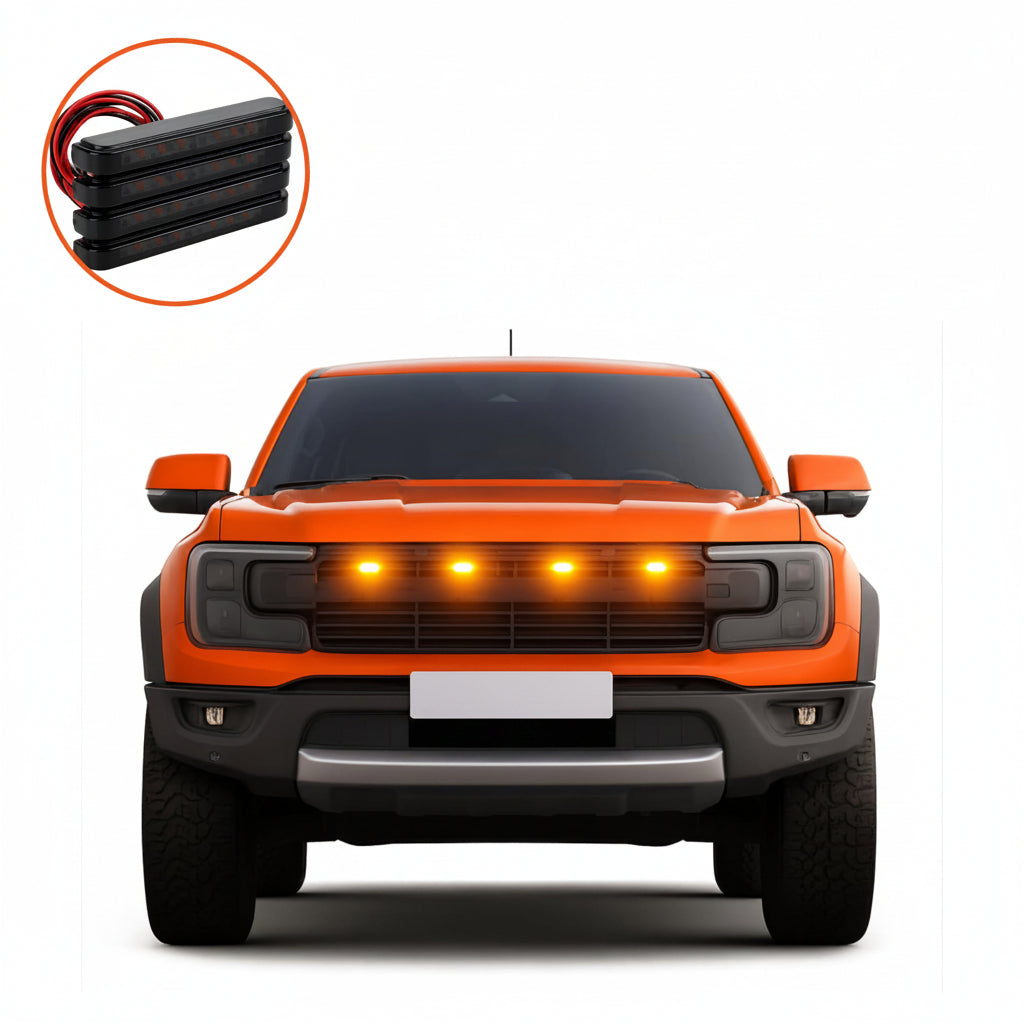 4Pcs Amber LED Front Grille Lights Compatible with 2022-2025 Ford Next-Gen Ranger Raptor