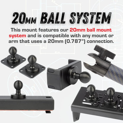 Bulletpoint RubiGrid Metal Dash Mount Phone Holder Compatible with 2019+ Chevrolet Silverado GMC Sierra Multi-Device Holder with 20mm Ball System