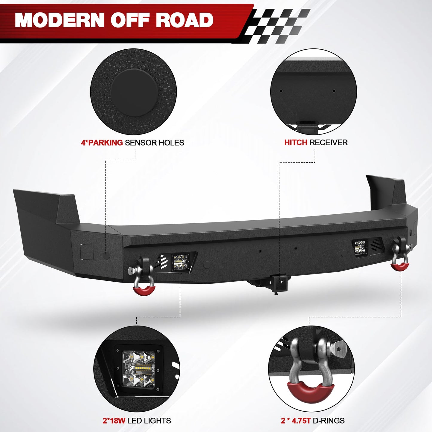 Front Lower/ Rear Bumper with LED Lights for 2024-2026 Toyota Land Cruiser 250