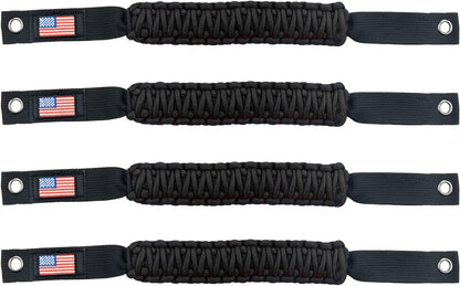 Roll Bar Paracord Grab Handles Compatible with Ford Bronco 2021 2022 2/4 Door, Bronco Grab Handles Interior Accessories (Black 4Pcs) - OMOTOR