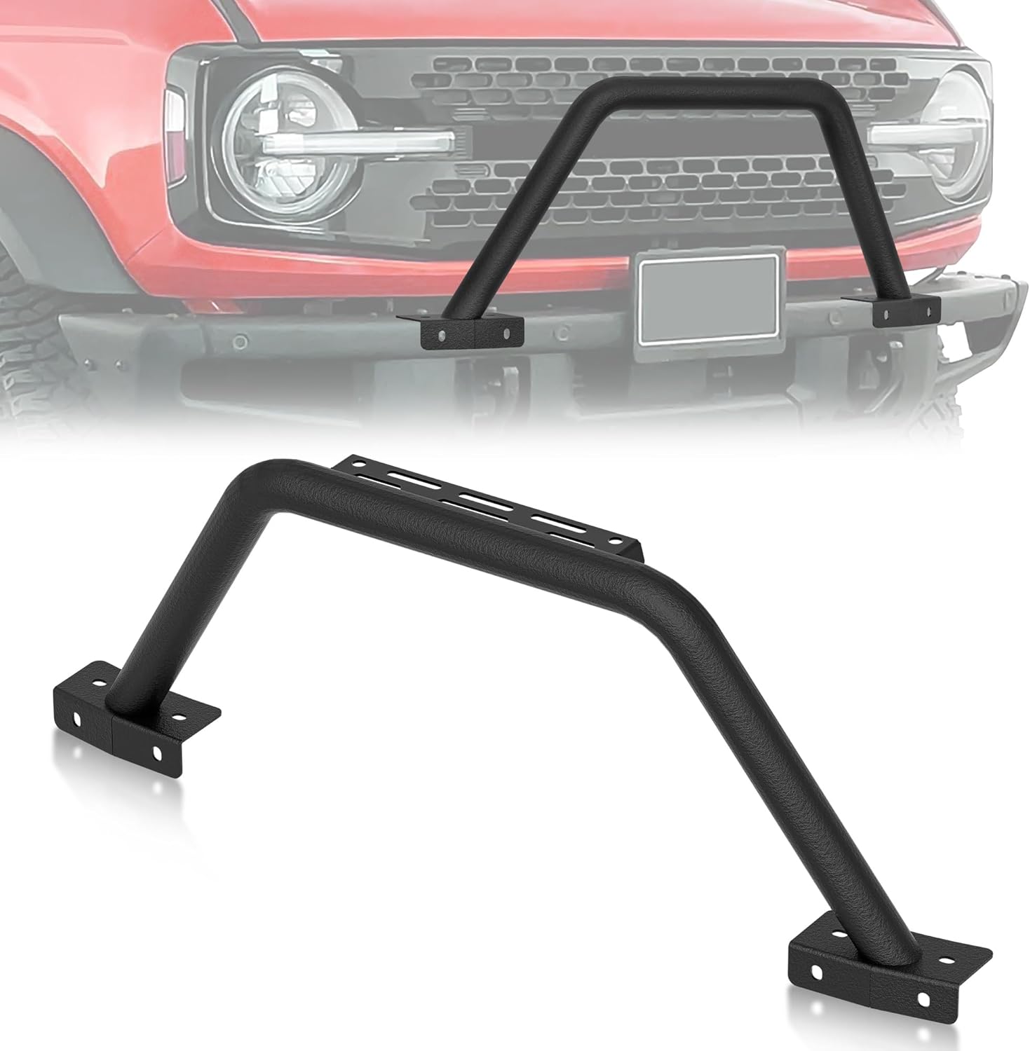 Bull Bar with Light Bracket Grille Brush Guard Compatible with 2021-2025 Ford Bronco 2/4 door (only fit Modular Steel Front Bumper)