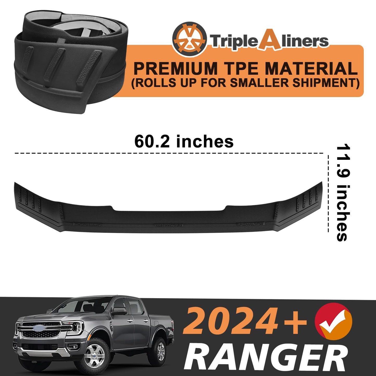 TPE Hood Bug Deflector Protector for 2024 - 2026 Ford Ranger