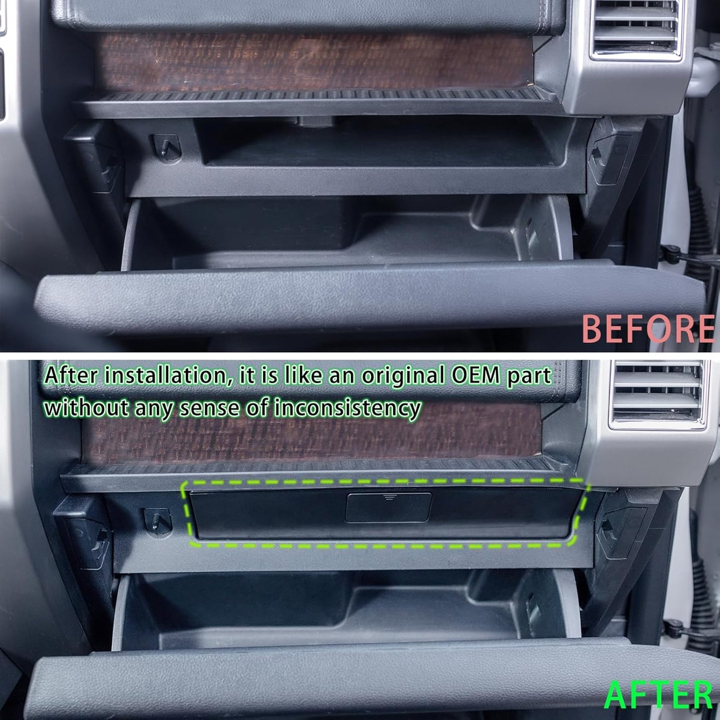 Glove Box Organizer Compatible with 2015-2020 Ford F150 Accessories Interior Hidden Glove Storage Compartment Organizer Tray ABS Materials