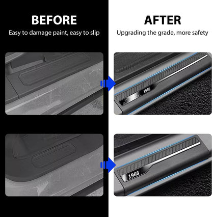 4Pcs Car Door Sill Guard Protector Compatible with Ford Bronco 4 Door 2021 2022 ABS Replacement Welcome Pedal Scuff Plate Entry Guard Sill Plate Anti Slip and Scratch Accessories - OMOTOR