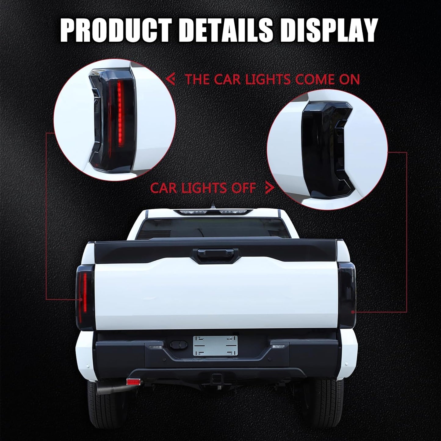 LLKUANG Rear Tail Light Cover Tail Lamp Shell Shade Guard Trim Frame Compatible with Toyota Tundra 2022 2023 2024 2025,ABS Car Taillight Protective Shell Bezels Smoke Black Taillight Shell Accessories