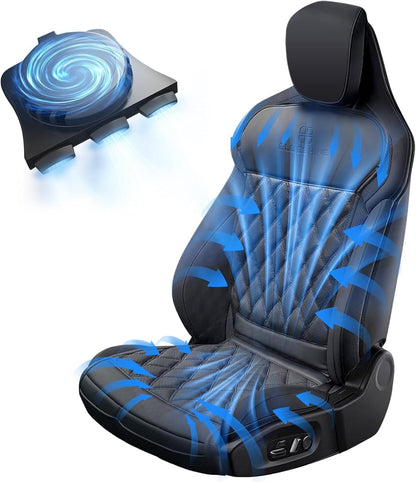 Air Suction Cooling Car Seat Cover Front Seat, 12V Circulation Ventilation Cooling Car Seat Cushion, Summer Cooling Seat Cushion Suitable for Car SUV Truck Universal Style, Classic Black