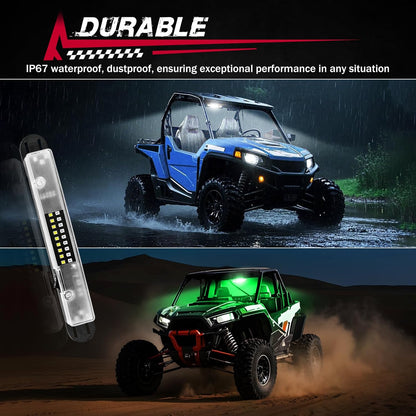 UTV Interior Dome Light, FASTCHOY AUTO UTV Dome Light Battery Powered Universal Roll Bar Mount Lights Roll Cage Dome Lights for ATV SXS Can-Am Polaris Truck - White/Green