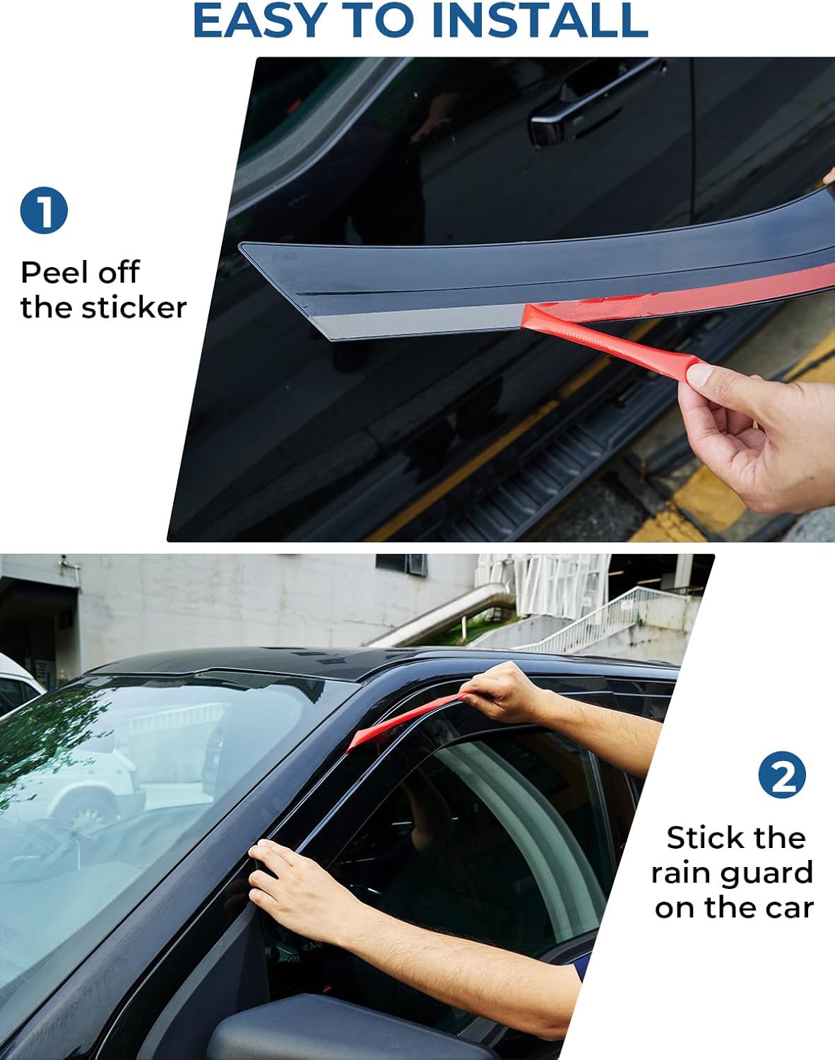 JOYTUTUS Vent Visor Compatible with 2015-2024 Ford F150, 2017-2024 F-150 Raptor Crew Cab, Outside Mount Car Window Rain Guards Deflectors, Vent Shades Accessories