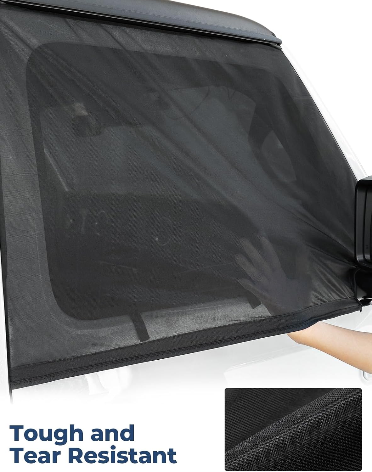 JOYTUTUS Front Wrangler Side Window Sun Shade Camping Window Insect Screen Compatible with Wrangler JK JL Gladiator JT 2007-2024, Car Window Covers for Privacy Blackout 2 Pcs