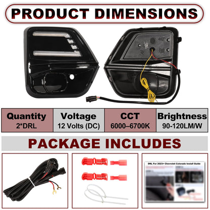 LED DRL Fog Lights with Sequential Turn Signal For Chevrolet Colorado 2023-2026