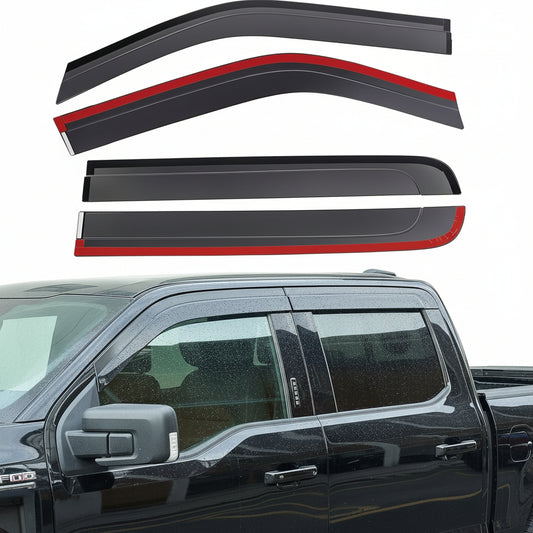 JOYTUTUS Vent Visor Compatible with 2015-2024 Ford F150, 2017-2024 F-150 Raptor Crew Cab, Outside Mount Car Window Rain Guards Deflectors, Vent Shades Accessories