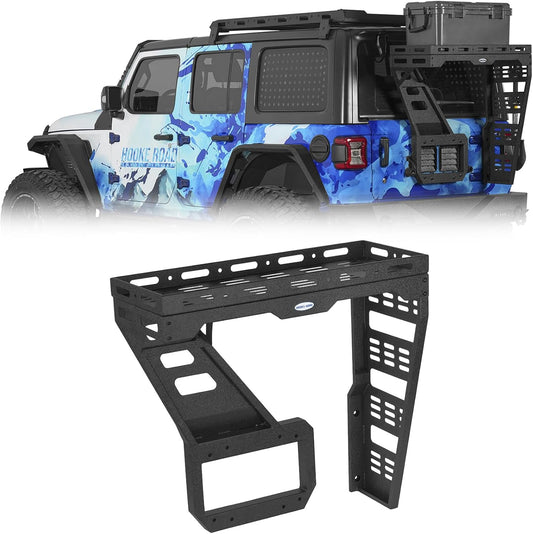 Hooke Road JL Spare Tire Cargo Rack Basket for 2018-2025 Jeep Wrangler JL 2/4 Doors, Rear Cargo Storage Tray for Overlanding Gear
