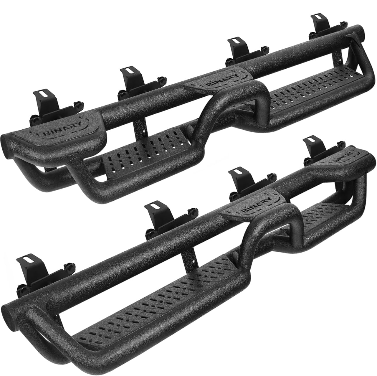 BINARY STAR Curve Design Running Boards Compatible with Vehicle 2020-2025 Jeep Gladiator Jt 4 Door, Rock Rails Sliders Drop Down Side Steps Made with Carbon Steel.