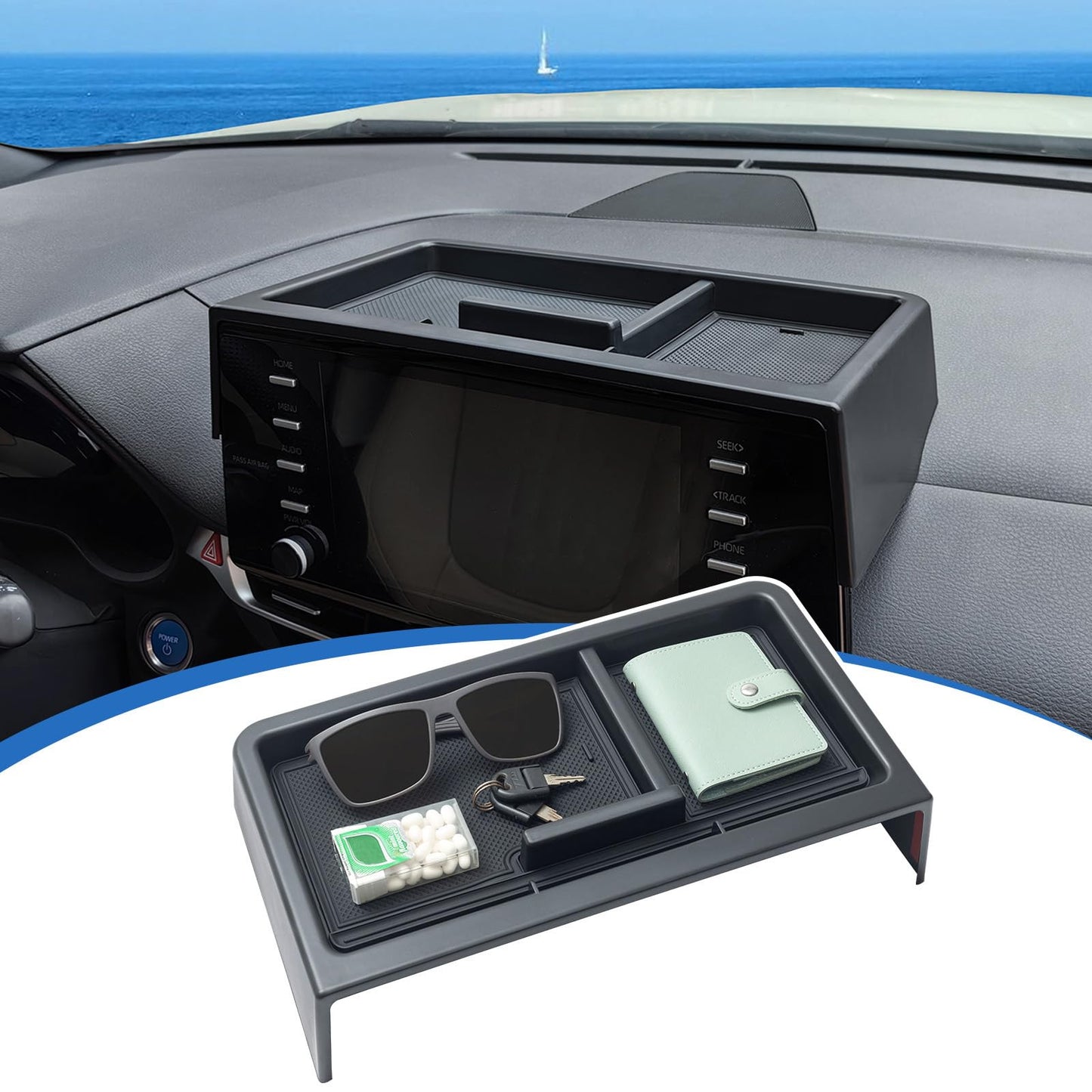 New Dash Tray Phone Holder Compatible with 2025 2026 Toyota Sienna 12.3" Screen (Not for LE Trim with 8" Screen)